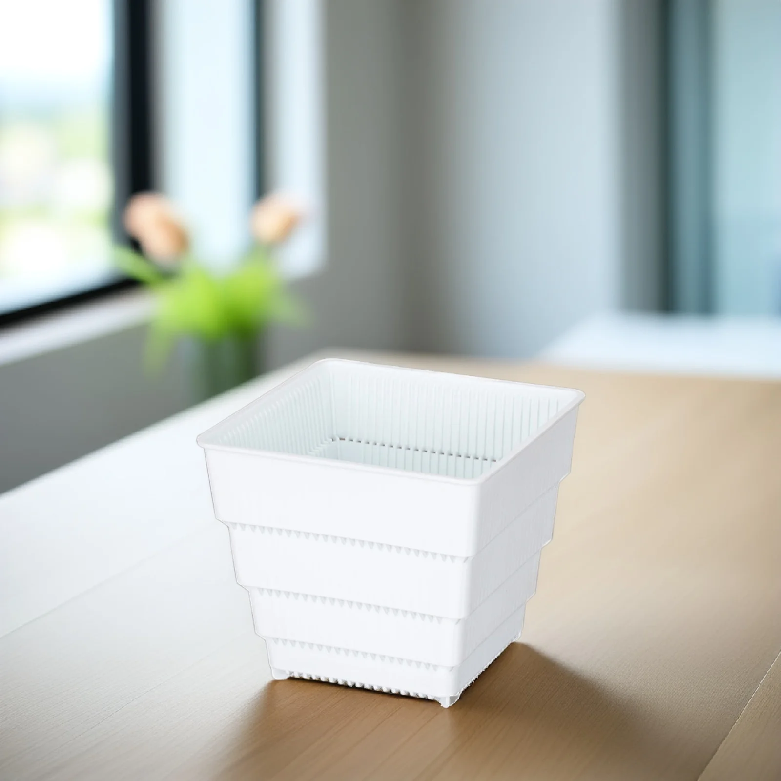 1 قطعة أصيص زهور من الراتنج الفاخر تصميم قابل للتنفس للمنزل والمكتب والحديقة حامل نباتات أصيص زهور مزخرف بسيط وأنيق #2