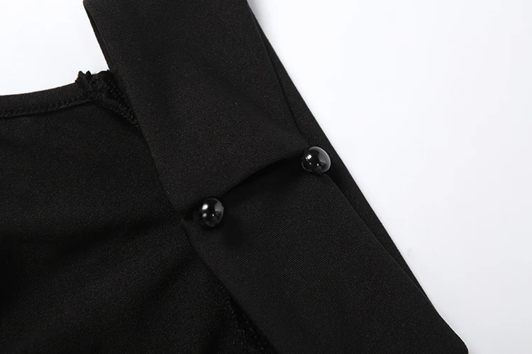 Weird Puss Sexy Rückenfreies Kleid Damenmode Klassisches Gerafftes Neckholder-Rollkragenkleid mit Perlen-Patchwork und Band, Trendiges Party-Club-Bodycon-Kleid – Detail 9