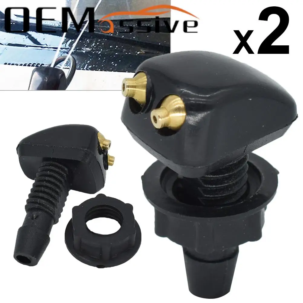 2X Car Front Windscreen Universal Washer Jet Wiper Nozzle Water Spray DIY Kit For VW Ford Renault Volvo Peugeot Auto Replacement