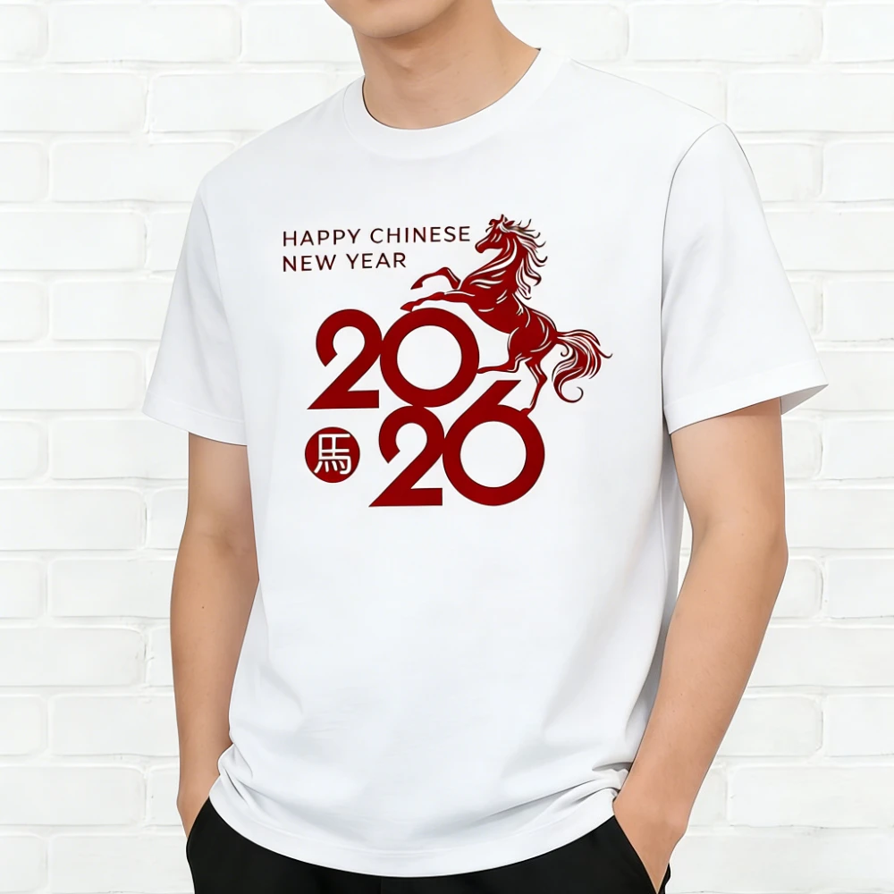 2026 New Year Year of The Horse Tshirt Happy New Year Shirt Chinese Zodiac T-shirt Men Women Fashion Holiday Short Sleeve