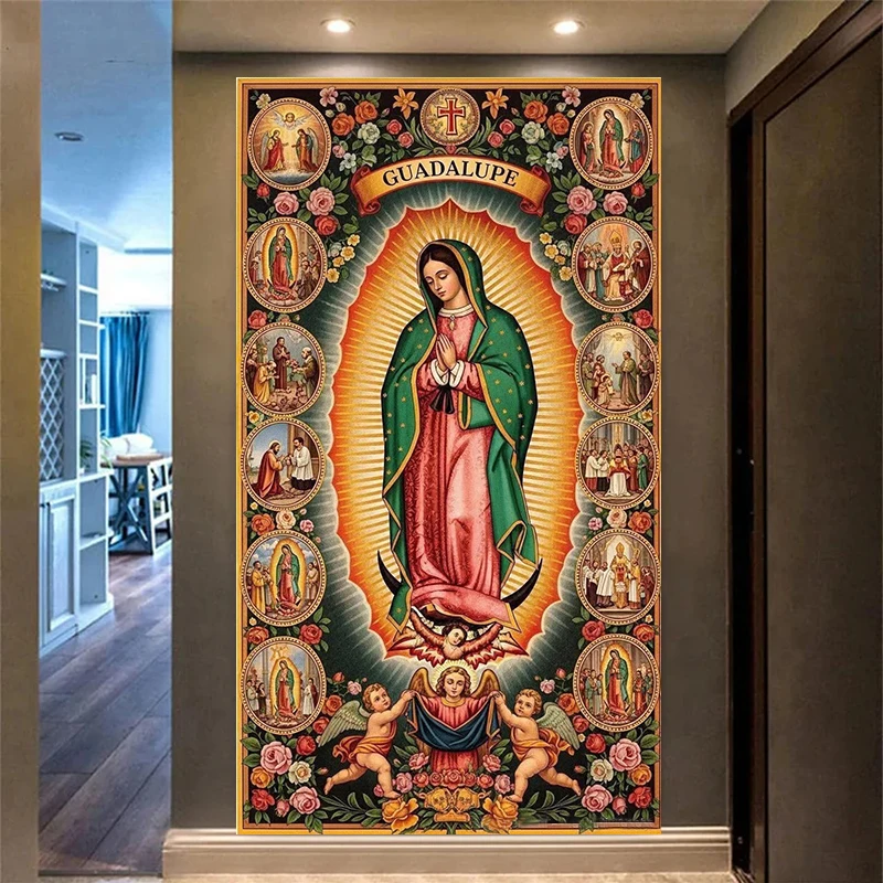 Vibrant Mexico Guadalupe DIY Diamond Painting Large Size Full Diamond Art Mosaic,Diy Handmade Gifts Virgin Mary Home Decor