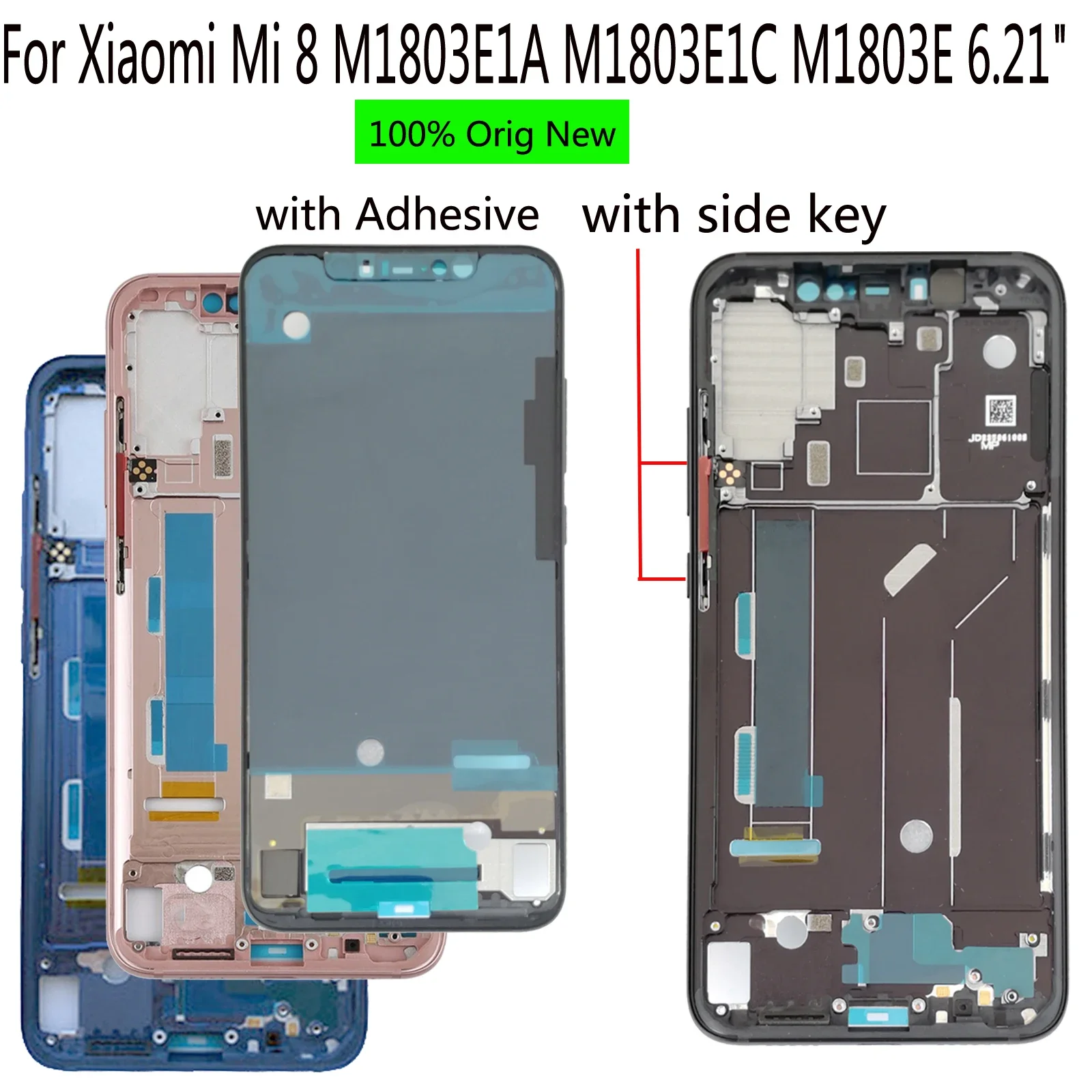 

100% Original New 6.21" For Xiaomi Mi 8 M1803E1A M1803E1C M1803E Metal Front Middle LCD Screen Housing Frame