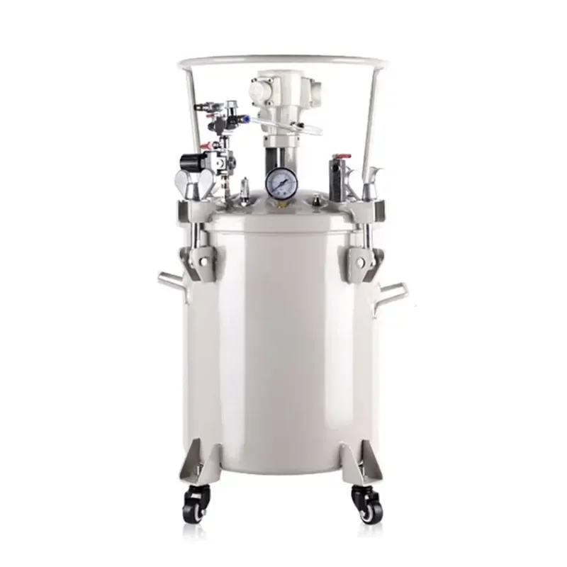 60L Portable Paint Spray System Containers Automatic Air Upper Lower Export Feed Port Pressure Tank with Inner Bucket and Mixer