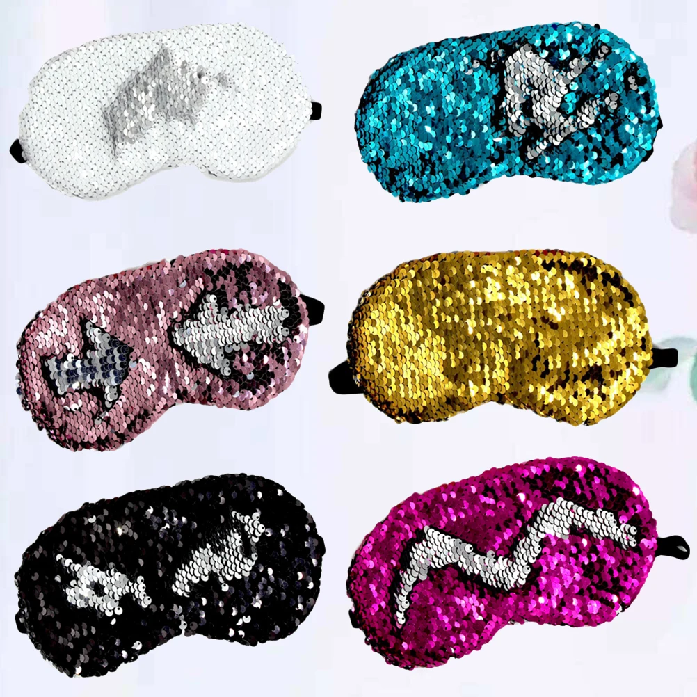 

6Pcs Sleeping Eye Mask Mermaid Sequins Sterescopic Design Blindfold for Travel Home Party Sleep Eye Patch Fashion Blindfold