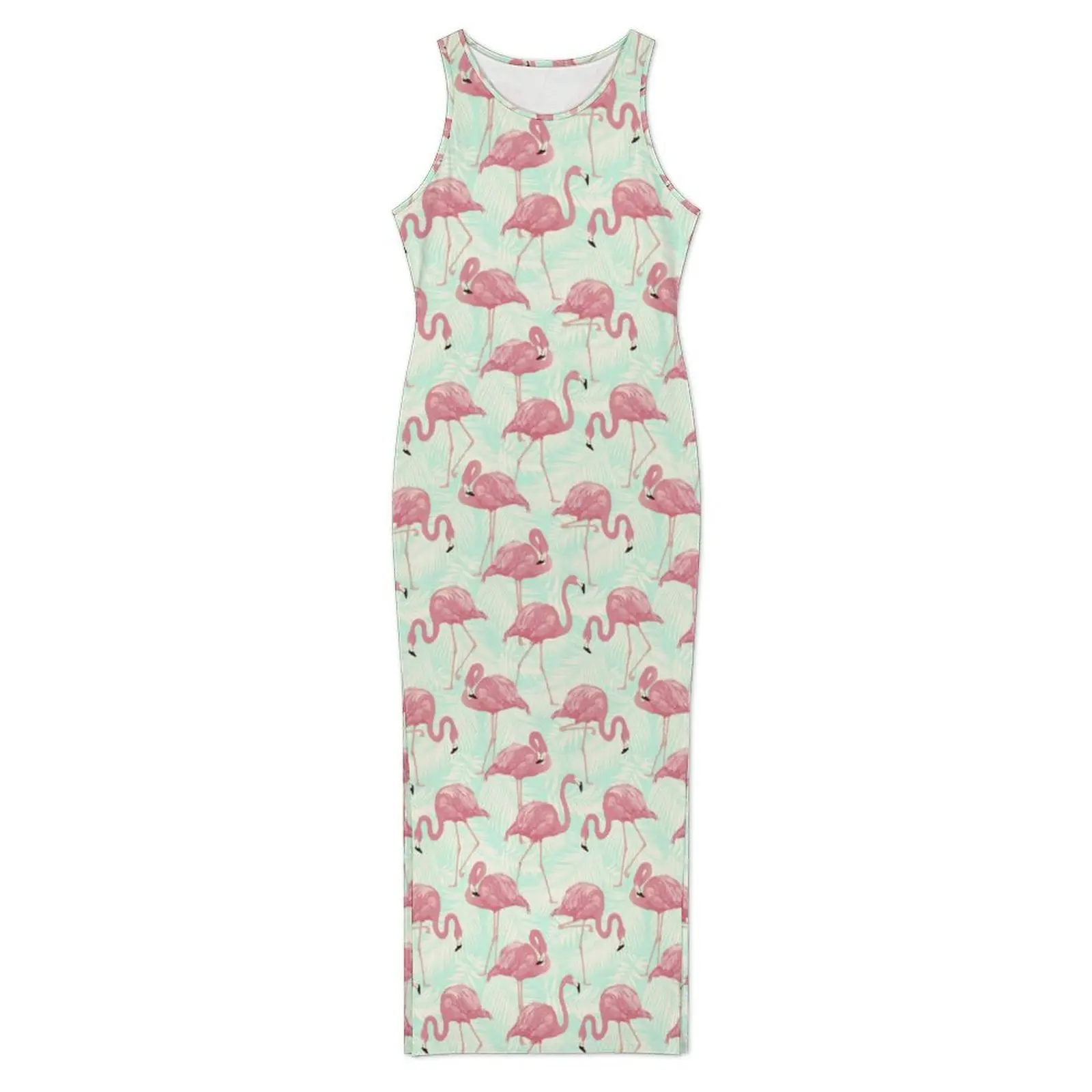 Women Bodycon Dress Club Sexy Cute Flamingo Pattern Maxi Dresses Summer Tropical Animal Print Y2K Fashion Design Dress Big Size