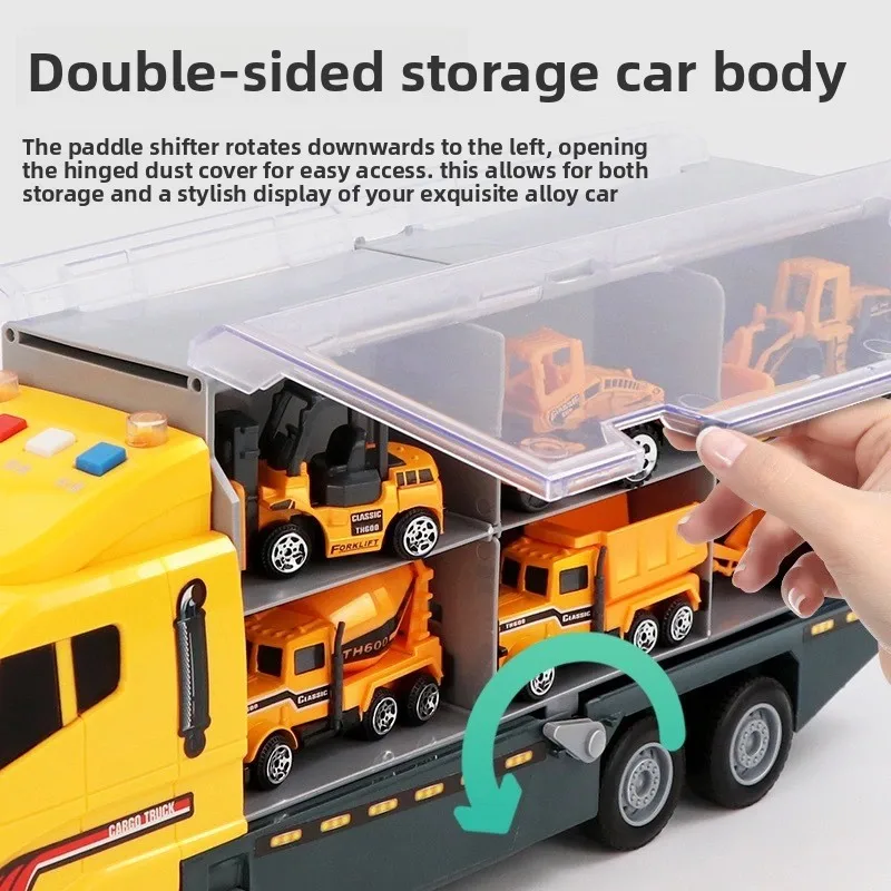 Conjunto de carros de brinquedo grande para crianças, veículos de construção de simulação de liga, incluindo modelos de escavadeira de motor de incêndio de contêiner de caminhão