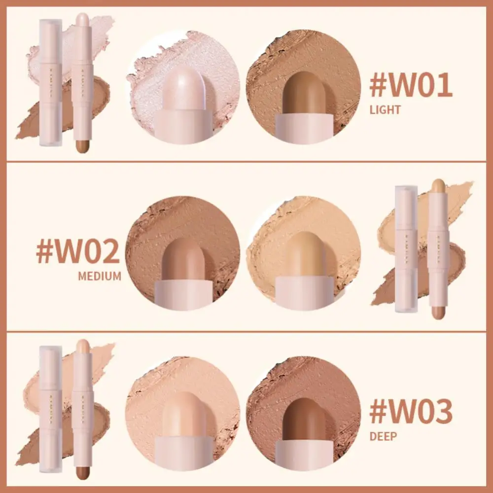 양면 페이스 섀도우 컨투어링 브론저 컨실러, 하이라이트 수리 스틱, 밝은 하이라이터 펜, 3D 메이크업 교정기