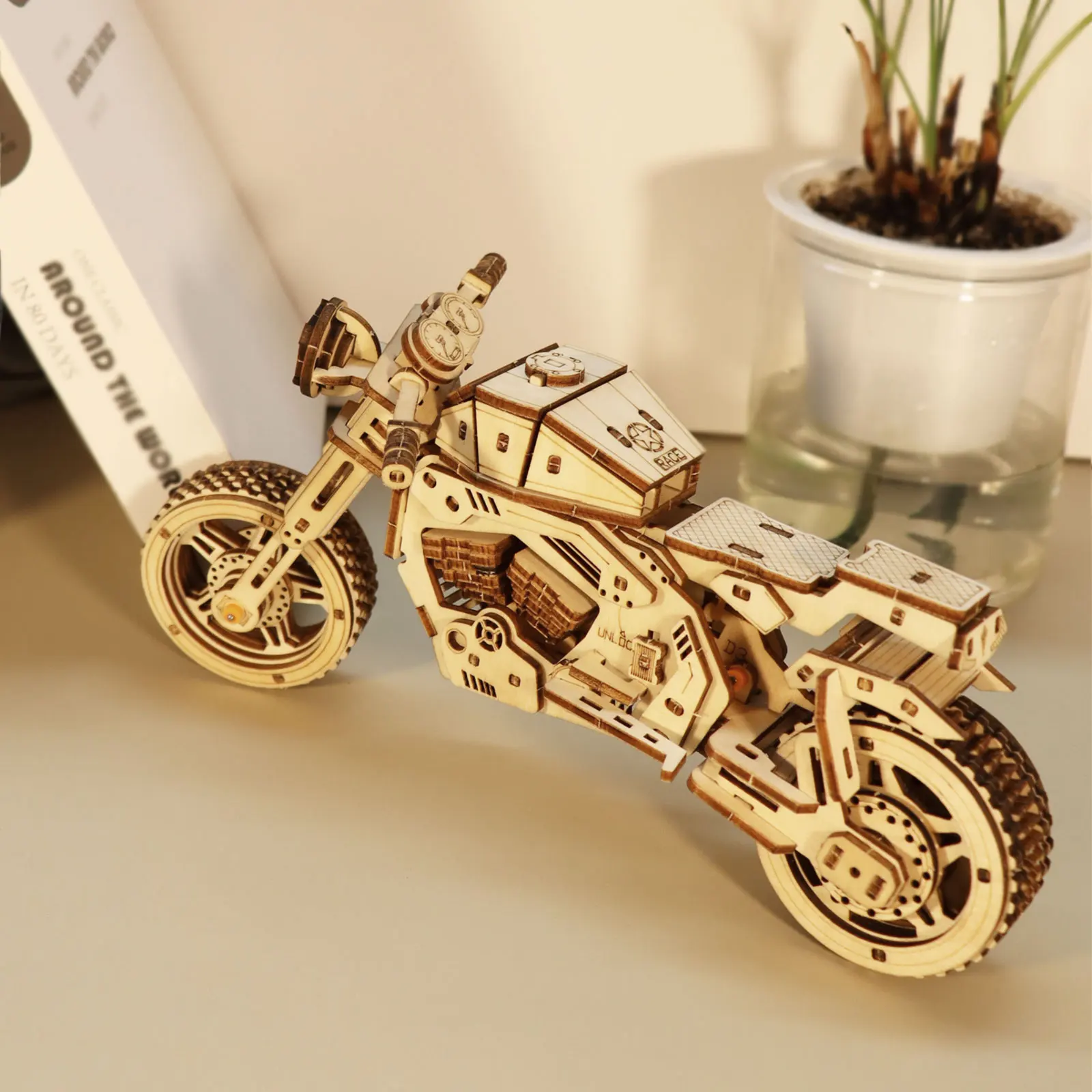 Kits de modelo de motocicleta de rompecabezas de madera 3D para construir, construcción de madera, artesanía hecha a mano, regalo único de Navidad