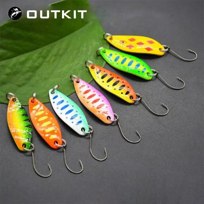 OUTKIT 7pcs Mix Colors 3.cm 3.5g Fishing Spoon Lure Swim Bait Isca Artificial Trout  Pesca Fishing Tackle Leurre Truite Spoons