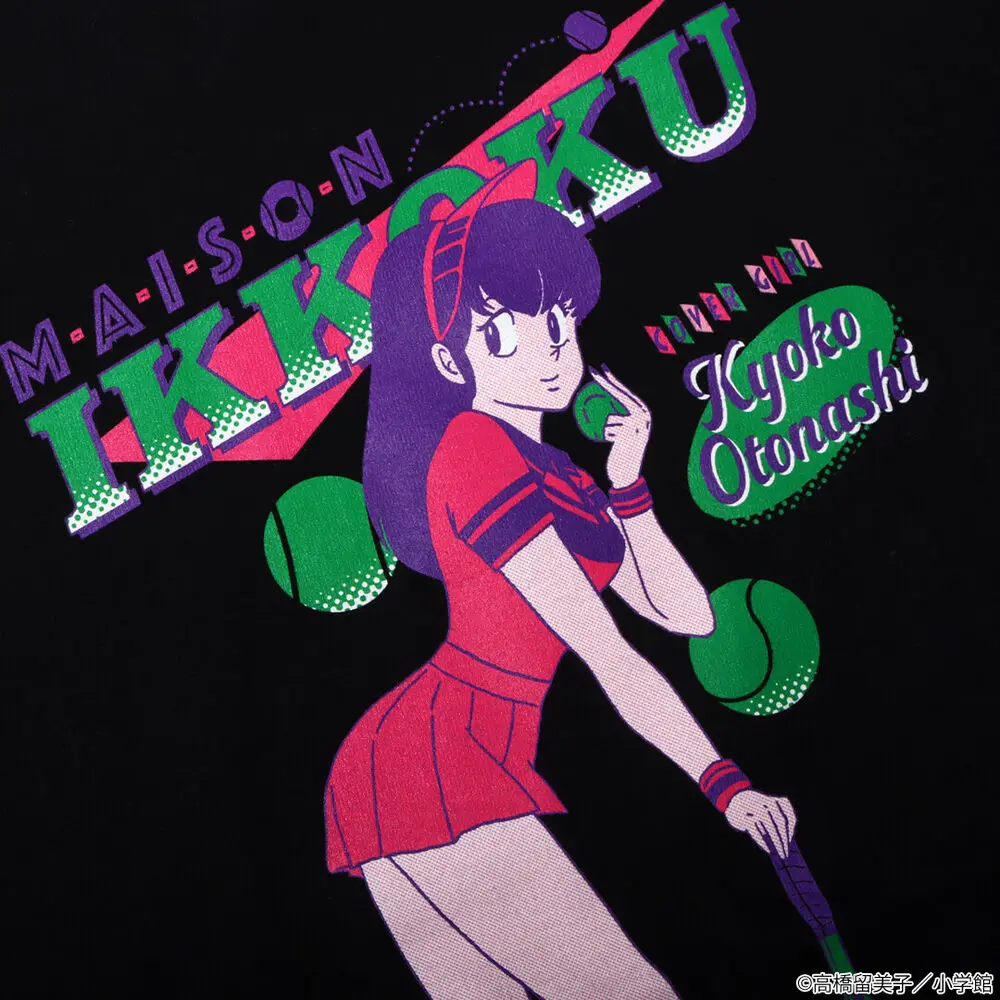 Maison Ikkoku Kyoko Otonashi TENNIS T-shirt Black Rumiko Takahashi JP Presale