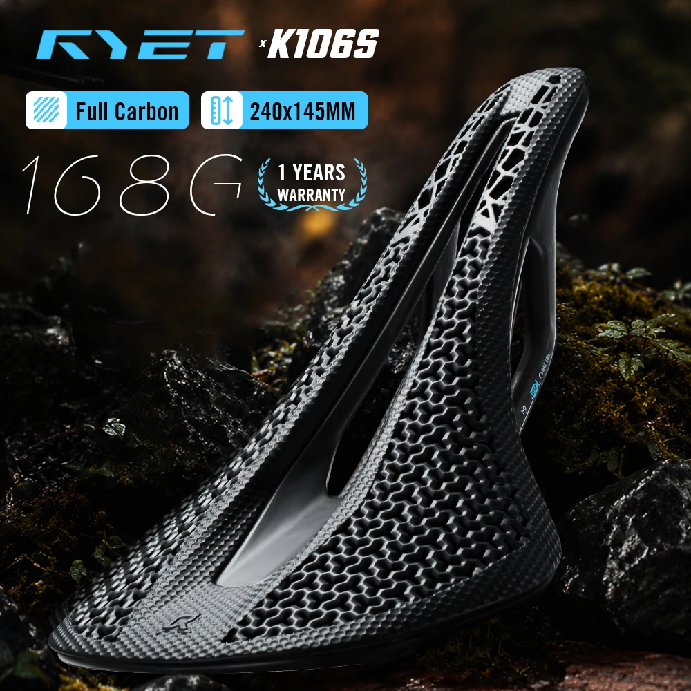 ryet-168g-3d-printed-carbon-saddle-t800-full-carbon-rails-145mm-ultralight-breathable-mtb-road-gravel-bike-seat-cycling-parts