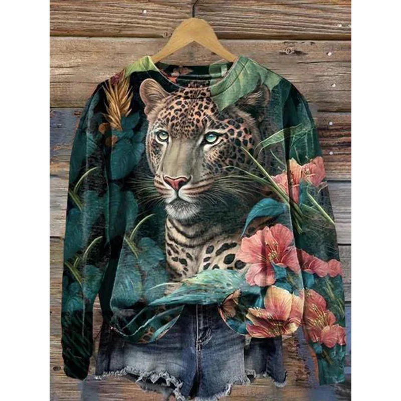 Autumn Fun Panther Leopard Sweatshirts Cheetah Tiger Zebra 3D Print Hoodies Women Streetwear Pullovers Y2k Hoodie Woman Clothing