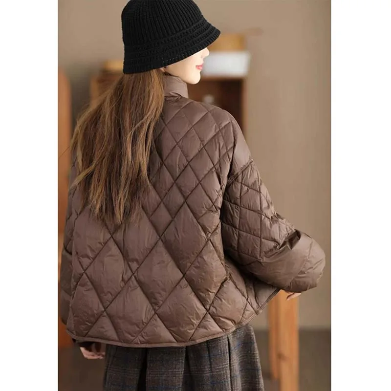 2026 New Parkas Female Stand Collar Puffer Tops Ladies Fashion Down Cotton Jacket Winter Women Long Sleeves Cotton Padded Coat 6