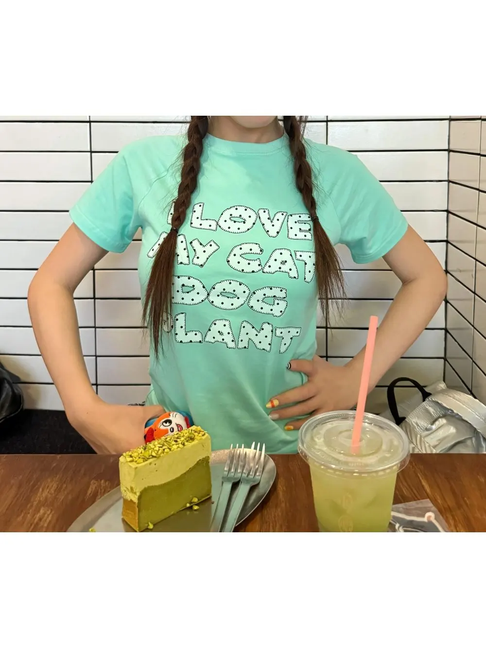 2026 new summer fresh green cute letter pattern round neck short sleeved T-shirt top casual daily versatile trend vacation date