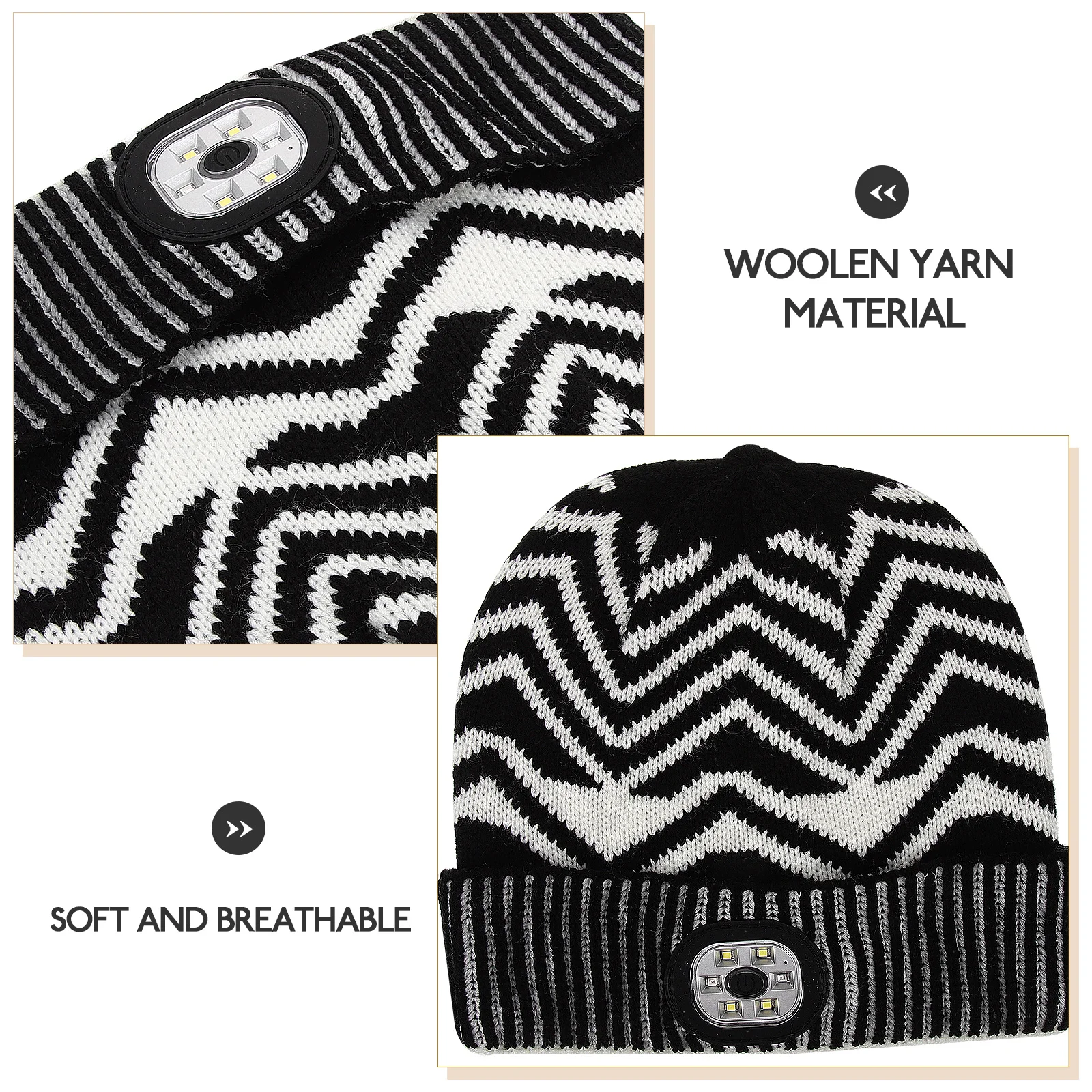 

Glowing Headlight Mens Cap with Caps for Turn over Beanie Lighted Hat Yarn Led and Women Hats