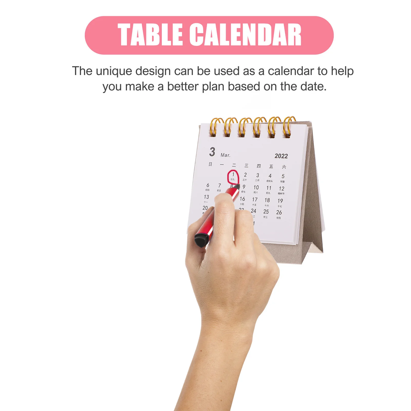 

Mini Calendar 2022 Office Tabletop Organizer Stylish Design Standalone Decorative Planner Memo Space Saving Paper Calendars