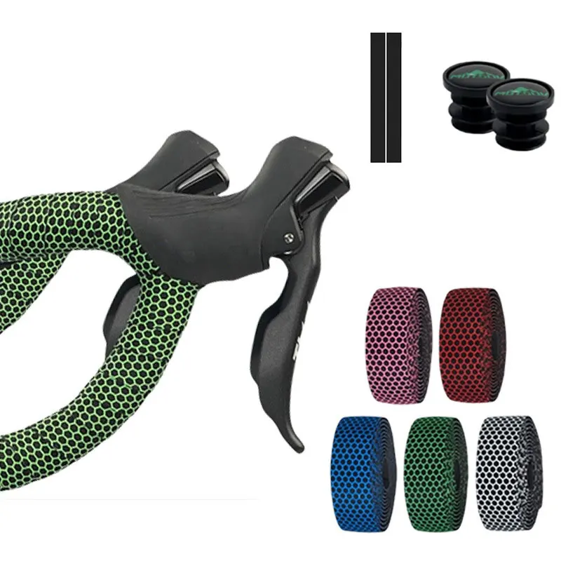 Road handlebar straps bicycle honeycomb silicone anti-slip sweat-absorbing shock-absorbing hand straps binding and wrapping