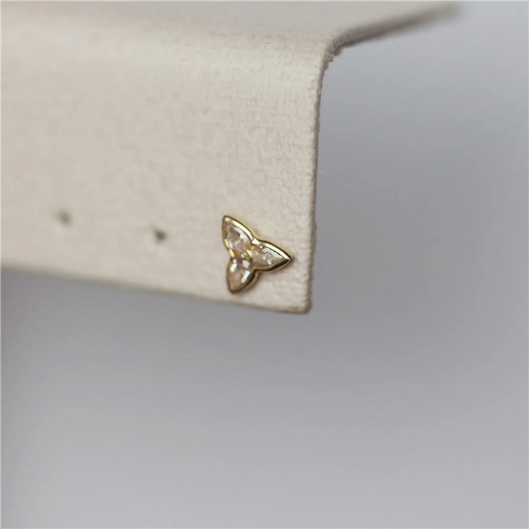 925 Sterling Silver Screw Back Stud Earrings for Women,14K Gold Plated Exquisite Windmill Zircon Flowers Ear Piercing Jewelry