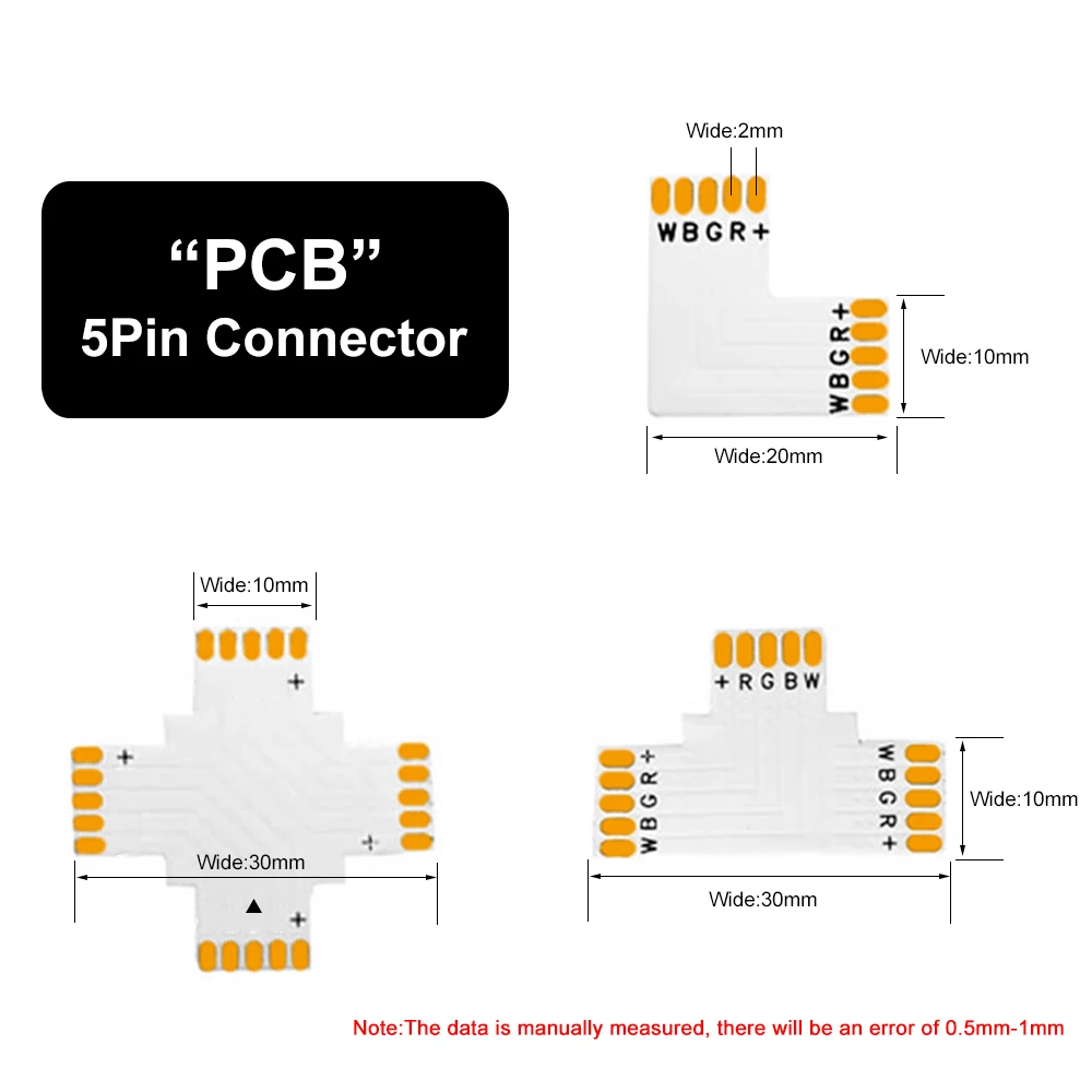 Connecteur de bande LED en forme de L T X, coin allergique, ruban lumineux RVB, soudure gratuite, 4 broches, 5 broches, 10mm, WS2811, WS2812, 5050, 10 pièces