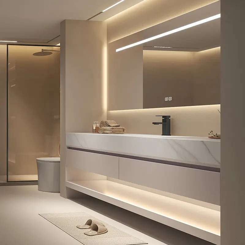 Customized High-quality Minimalist Modern Design With Backlighting Intelligent Mirror For Bathroom Vanity Cabinet