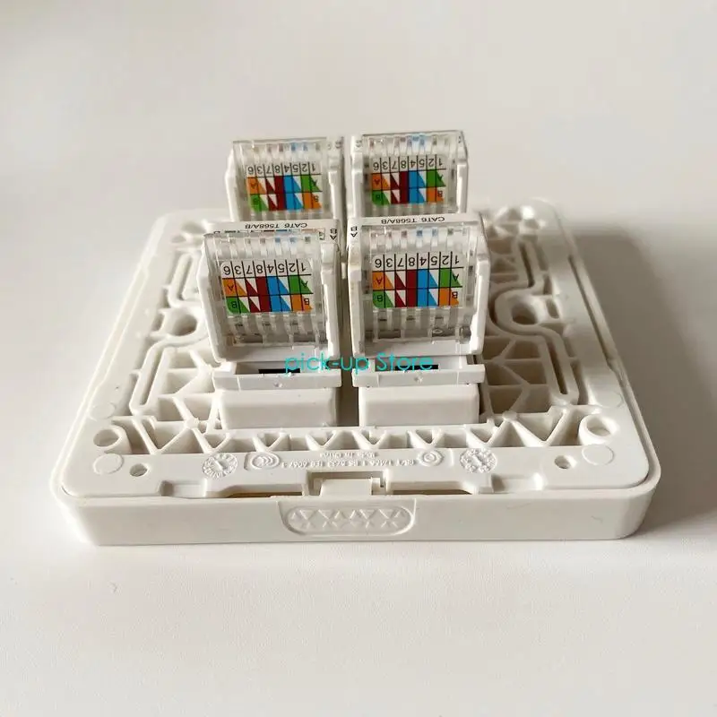 Q5WA 4-Port UTP Panel Steker Dinding Jaringan RJ45 CAT6 Alat Konektor LAN Gigabit Gratis