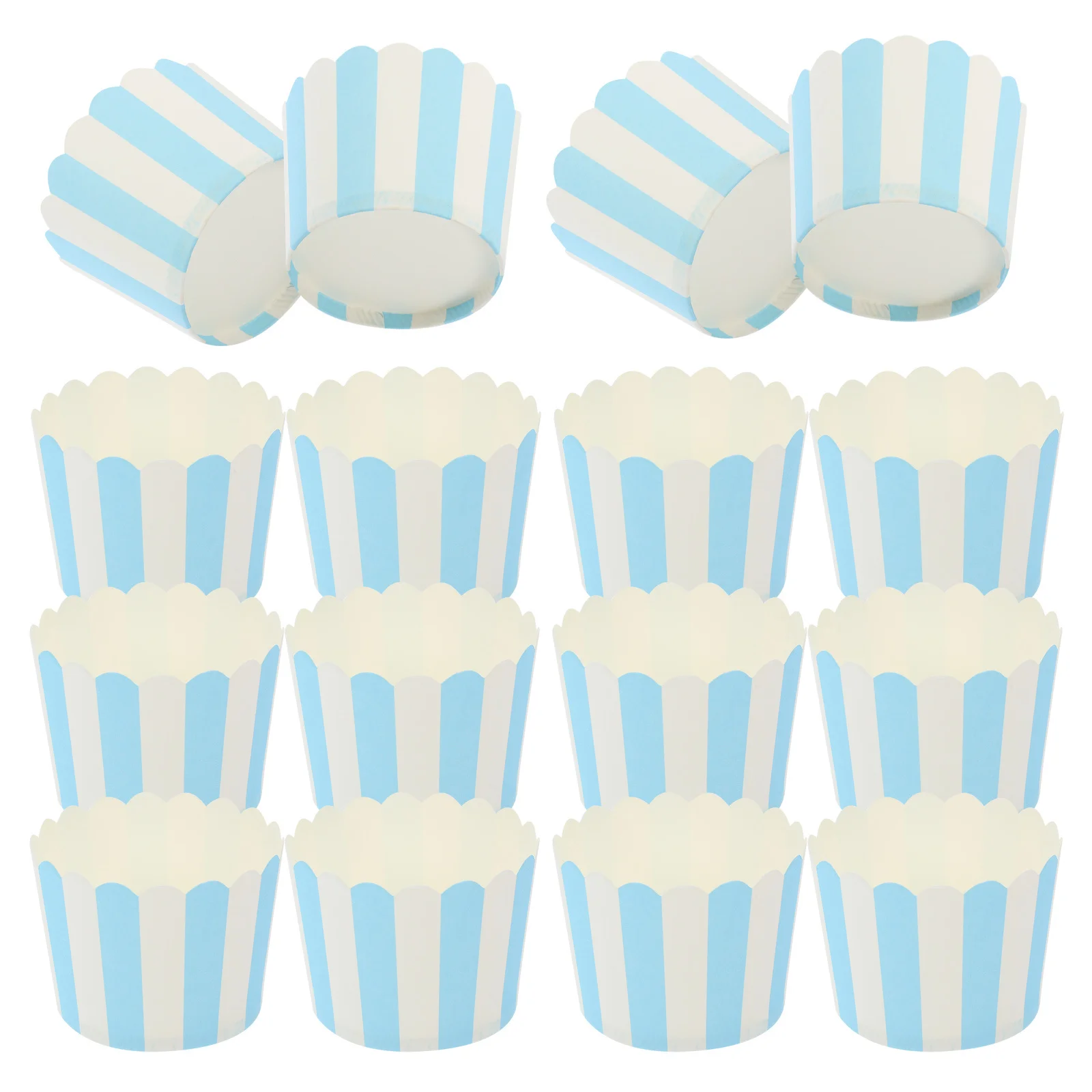 

50 шт. бумажные обертки для кексов, синие, белые полосы, одноразовые антипригарные элегантные мини-чашки для торта, чашки для кексов, упаковка для выпечки, тепло