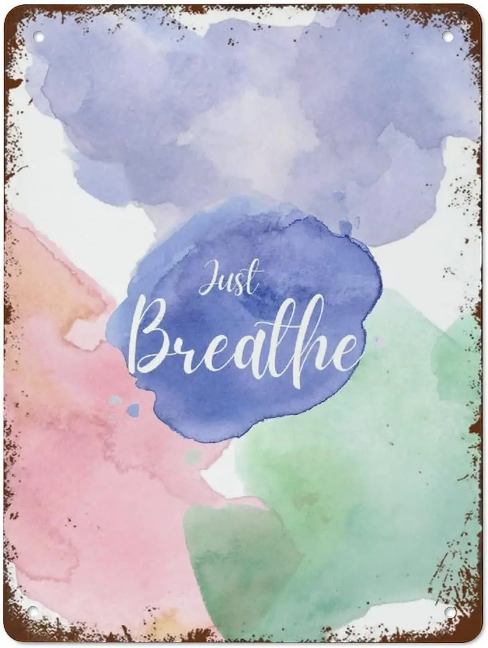 Just Breathe Poster,Mindfulness Poster,Therapy Office Decor Funny Vintage Metal Tin Sign for Home Coffee 12 x 16 Inch