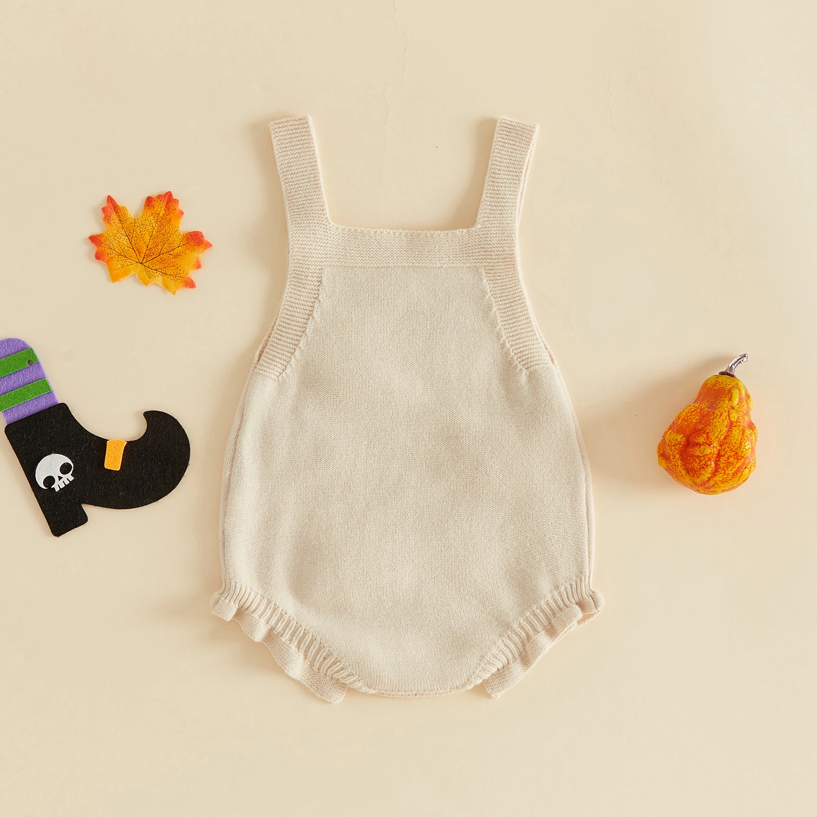 Girls Halloween Bodysuit Sleeveless Floral Strawberry Embroidery Knit Romper Cute Baby Bodysuit Sweaters Knitwear