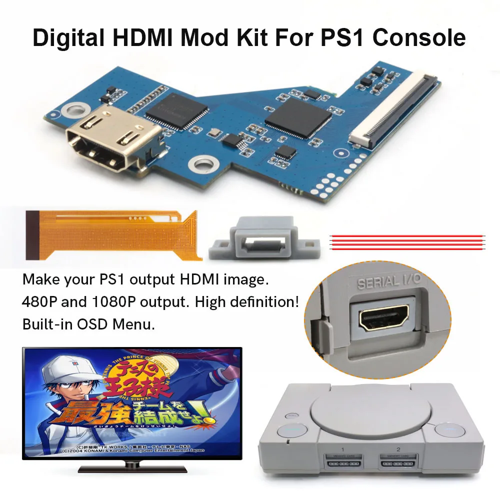 Multi Model For PS1 PU18 20 22 23 PU8 Digital to Digital PS1 HDMI MOD Kit Digital HDMI internal TV PCB board Mod Kit