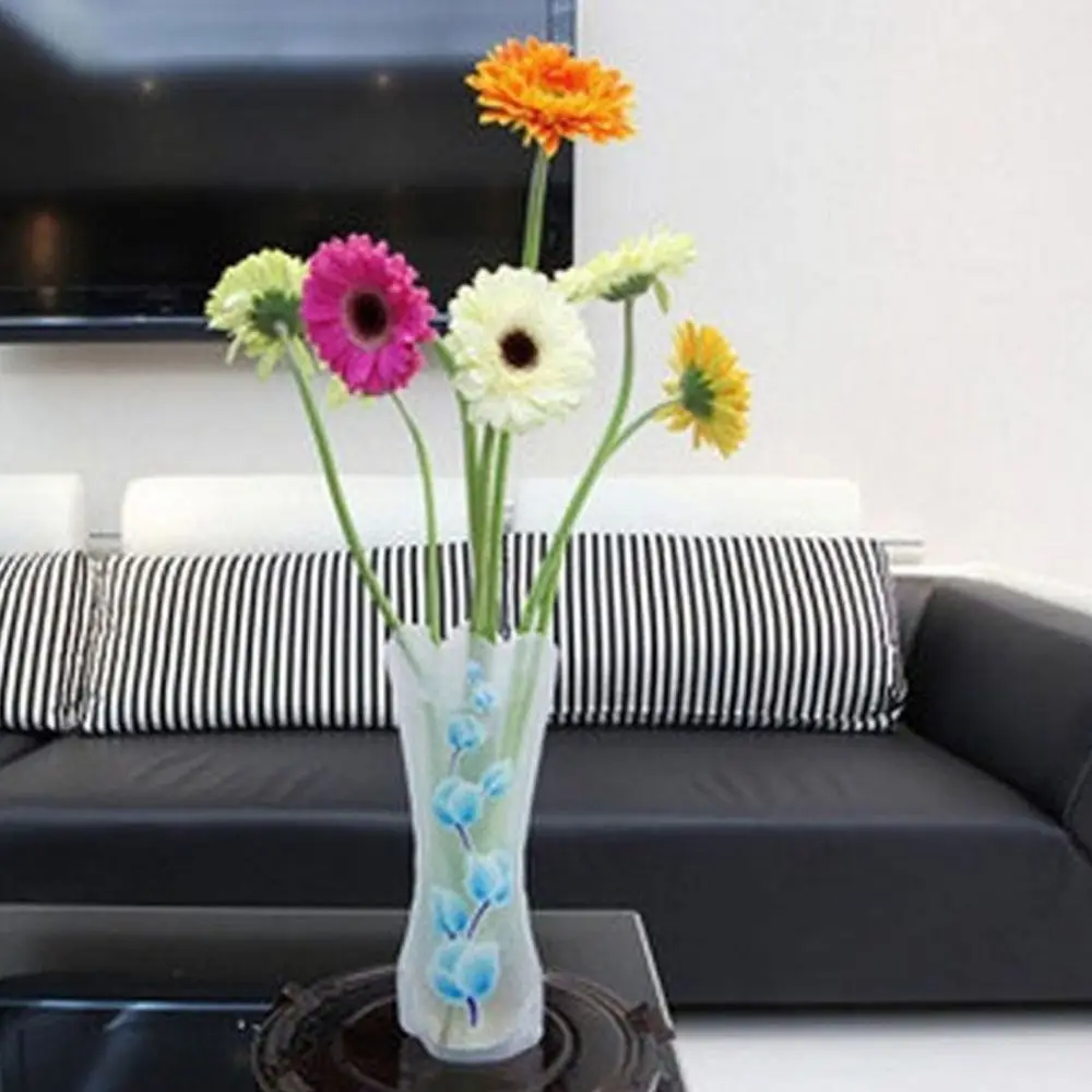 Durable Foldable PVC Folding Vase Reusable Cute Cartoon Flower Vase Easy to Store Simple Flower Vase Living Room