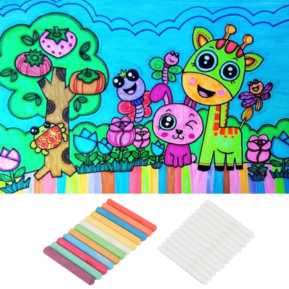 

24Pcs Dust Free Colorful Chalks 12 Colors 12 White for Teachers Non Harmful High Quality Chalkboard Chalks Dust-Free Chalk
