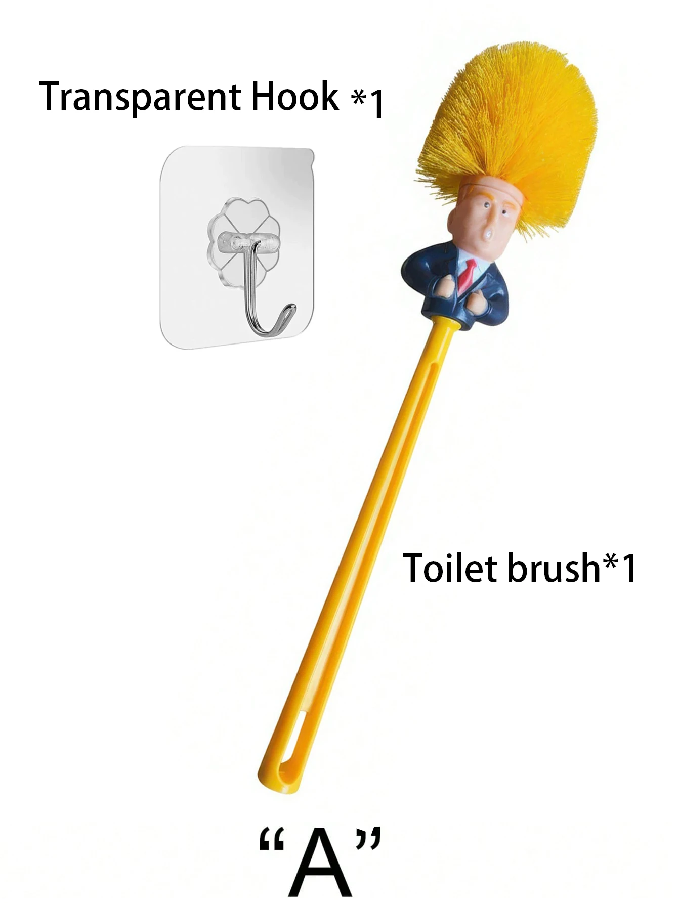 Grappige geel haar cartoon toiletborstel met houder |   Creatieve badkamerreiniger |   Uniek Gag-cadeau voor volwassenen, vrienden, feestplezier