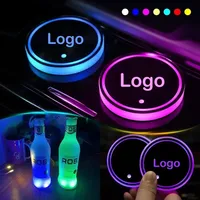 1/2PCS LED Cup Holder Lights for Car Rechargeable 7 Color-Changing Light Up Cup Holder Insert Coasters Car Accessories for Teen