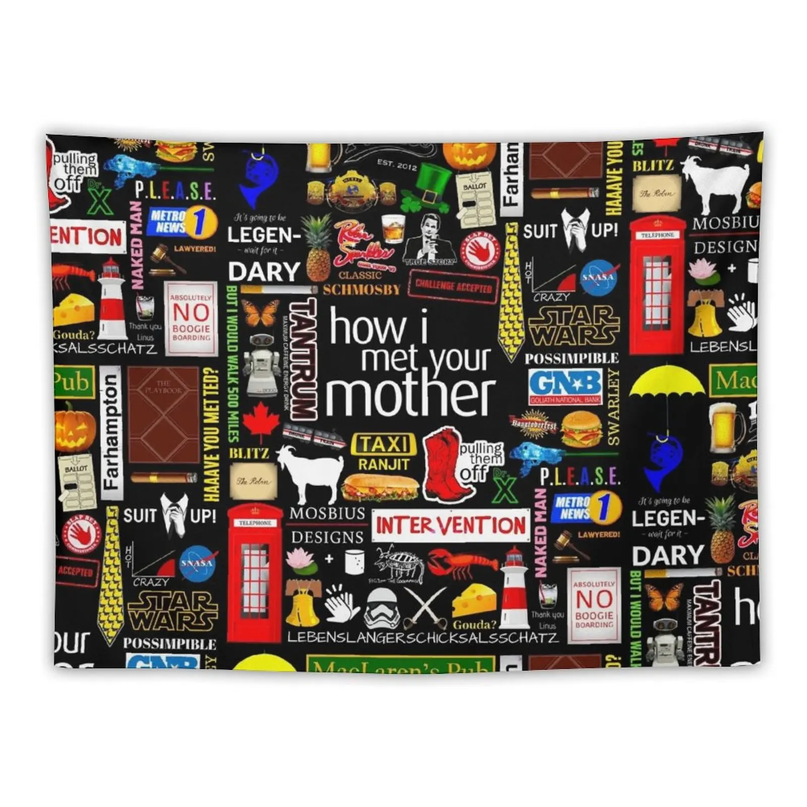 

How i Met Your Mother Collage Poster Iconographic - Infographic Tapestry Korean Room Decor Home And Comfort Decor Tapestry