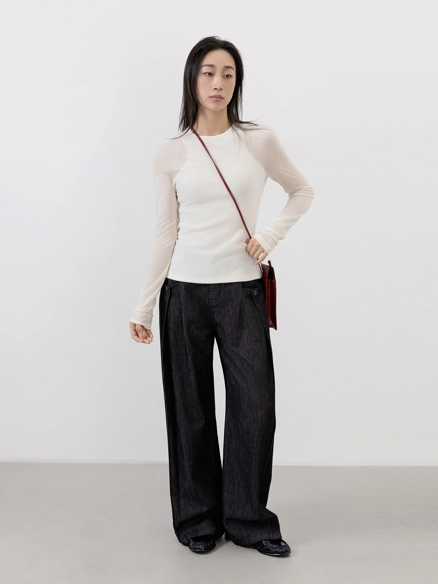 

Женский мягкий флисовый шерстяной вязаный топ с эффектом двухслойности, круглый вырез, длинный рукав, повседневный стиль, весенняя мода