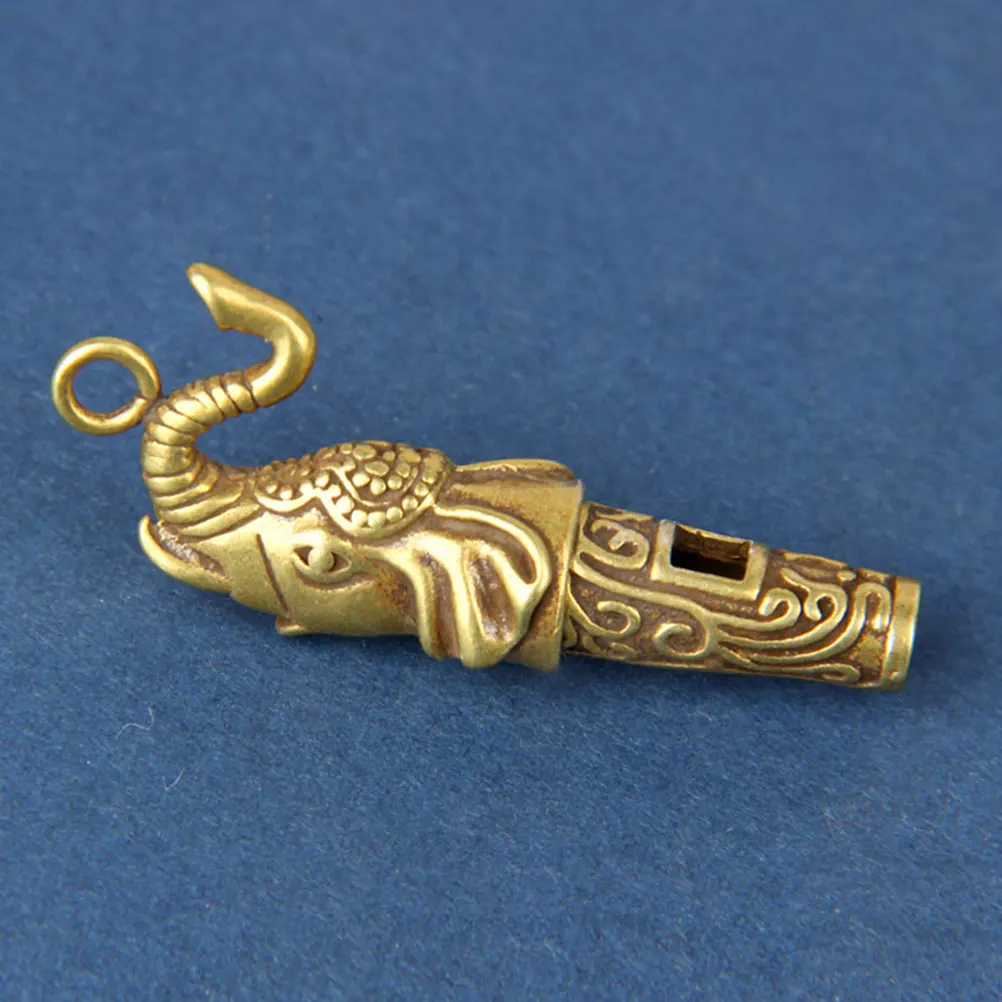 

1pc Brass Elephant Survival Whistle Portable Lightweight Outdoor Emergency Hiking Keychain Dog Train Sound Metal Horn Party Camp