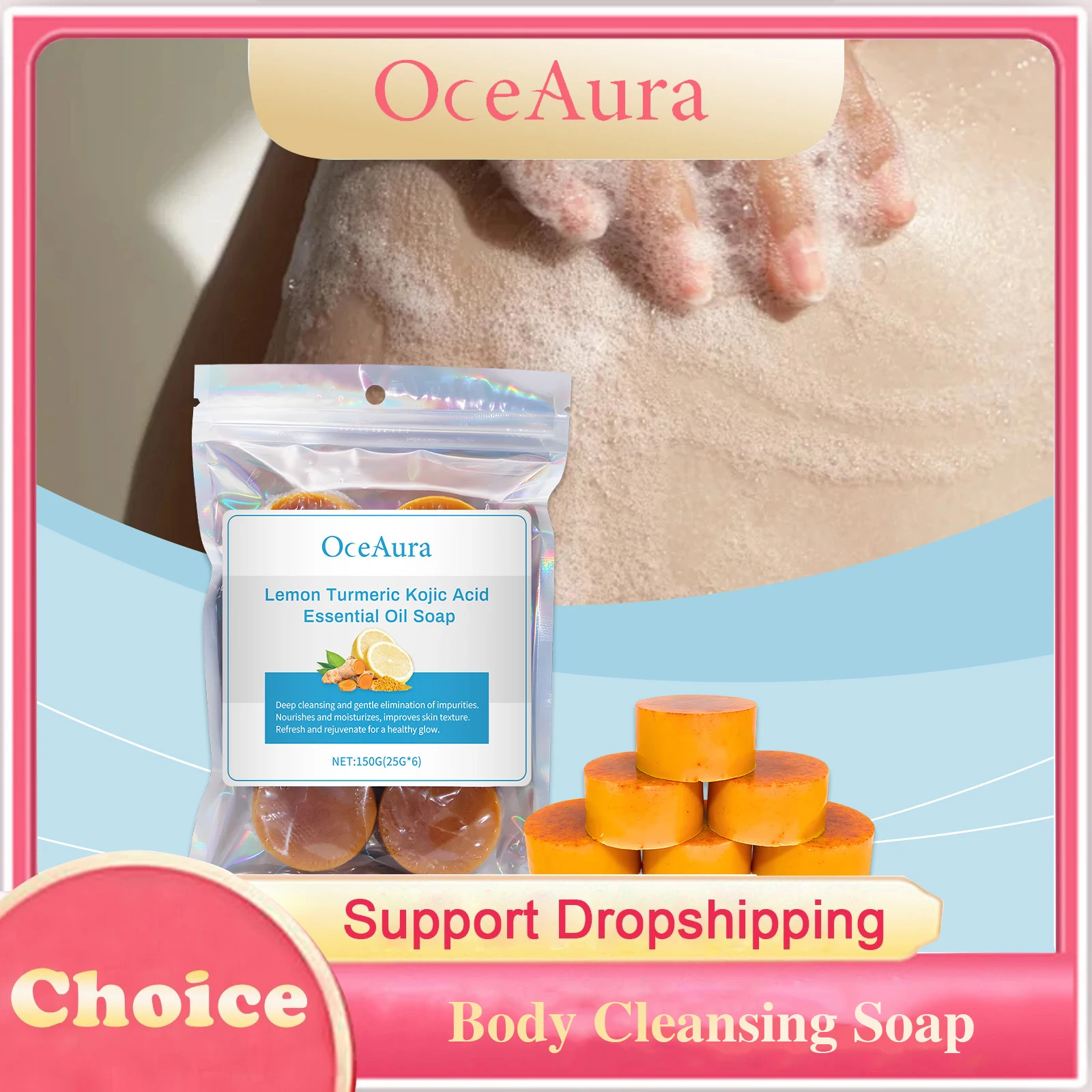 

Lemon Turmeric Kojic Acid Essential Oil Soap Body Cleansing Acne Removal Fade Pigmentation Hydrating Brightening Whitening Soap