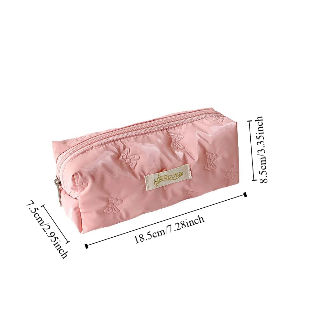 Bowknot Y2K Bow Stationery Bag Desktop Storage Cosmetics Card Pen Korean Style Pencil Case Pink White Silver Large Capacity