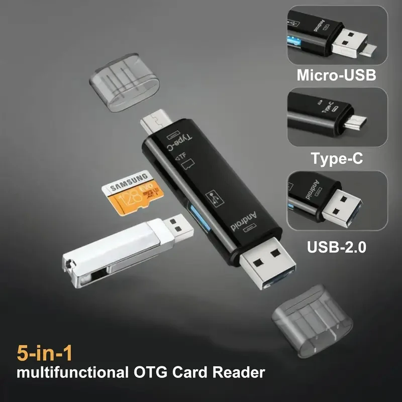 1/2/4pcs 5-in-1 USB 3.0 OTG Card Reader Multi-Function Adapter for SD TF Type-C Micro-USB USB Compatible Android iPhone Computer