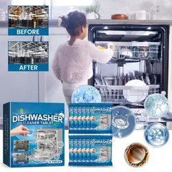 Automatic Dishwasher Tablets 12PCS Dishwasher Cleaner Tablets Removal Of Odors Cleaner Clean Dish Washer Tablets Deep Dishwasher