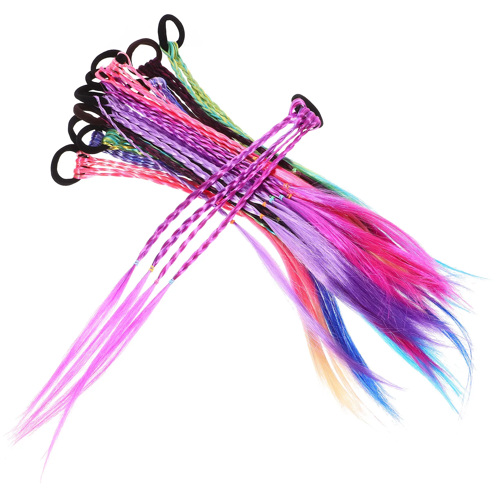 

12 шт. плетеных резинок для волос с градиентным переходом цвета, для самостоятельного создания причесок, накладных хвостов и париков, украшения для длинных волос для женщин