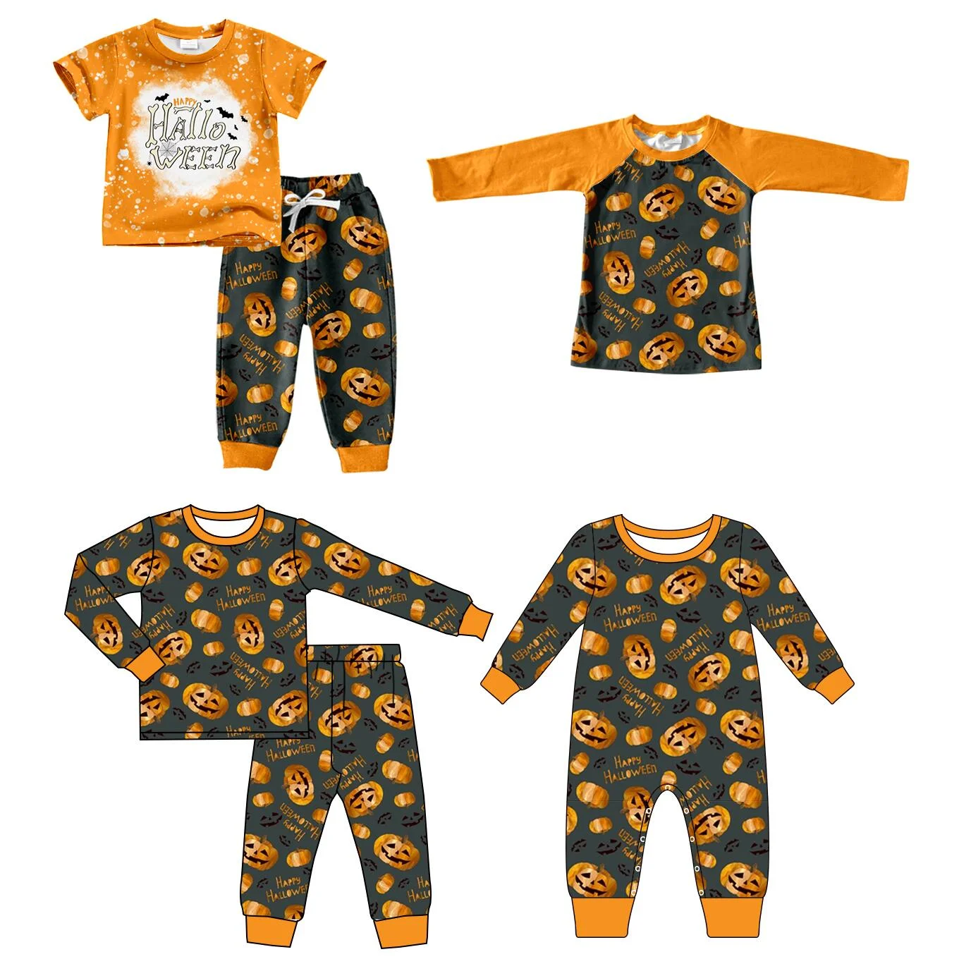 

Halloween costume Scary Pumpkin Patterns Short Sleeve Set Jumpsuits Pajama Sets Toddler Boys Clothes Newborn Baby Clothes