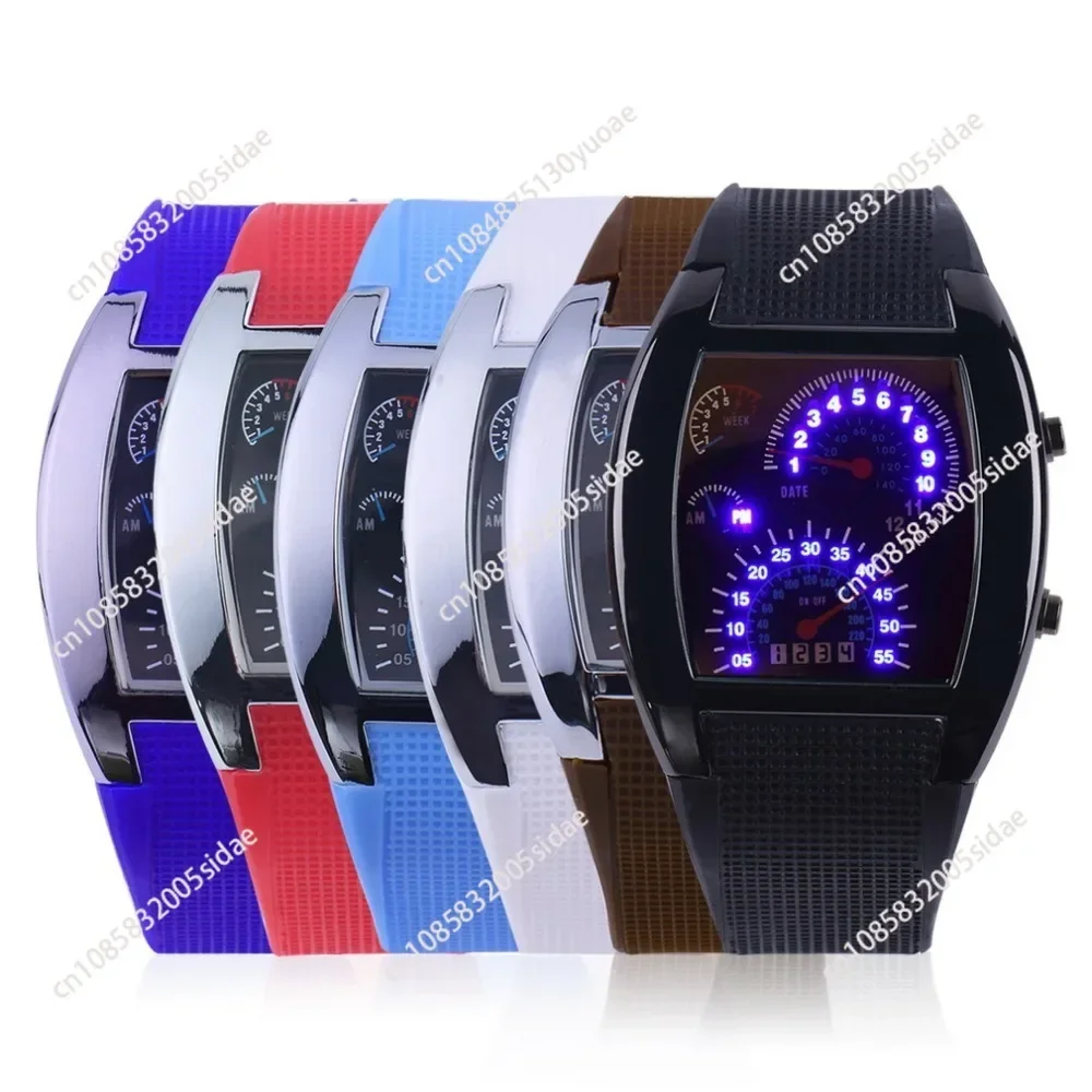 Fashion Men Women LED Digital Dashboard Pattern Dial Sport Wrist Watch Gift