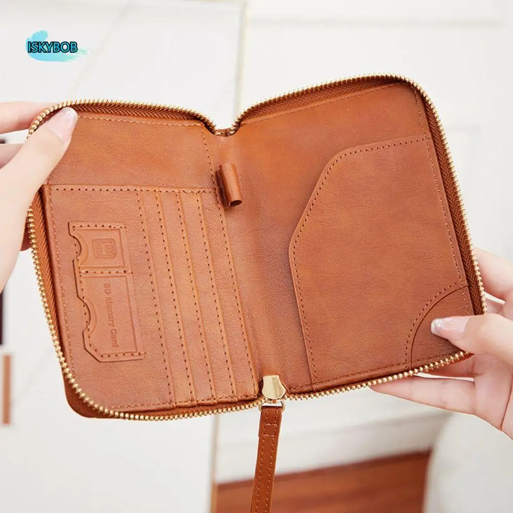 

Waterproof Passport Cover with SIM Card Slots Card Case Airplane Check-in Leather Passport Bag Ticket Folder Zipper