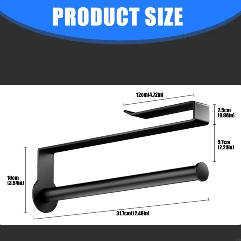   Space Saving Kitchen Paper Roll Holder Cling Film Storage Rack Under Cabinet Storage Shelf Bathroom Towel Rack