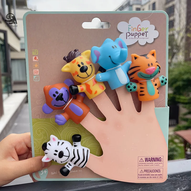 5Pcs Mini Fruit Animal Hand Puppet Puppy Doll Finger Puppet Toy Montessori Sensory Toys Preschool Parent-Child Storytelling Toys