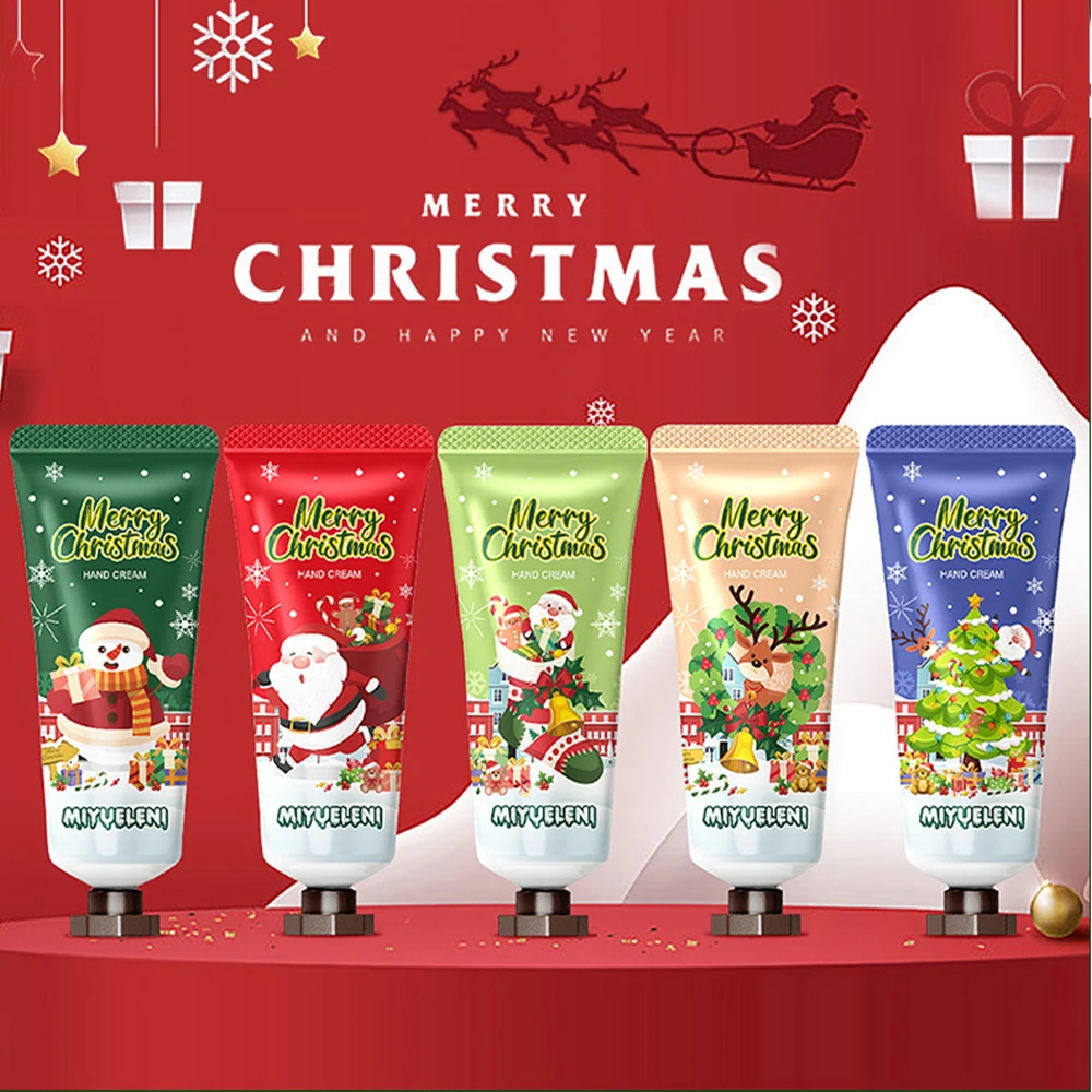 Christmas Hand Cream Single Tube, Moisturizing Anti Dry Hand Lotion, Winter Nourishing Repair Cracked Hands, Portable Travel