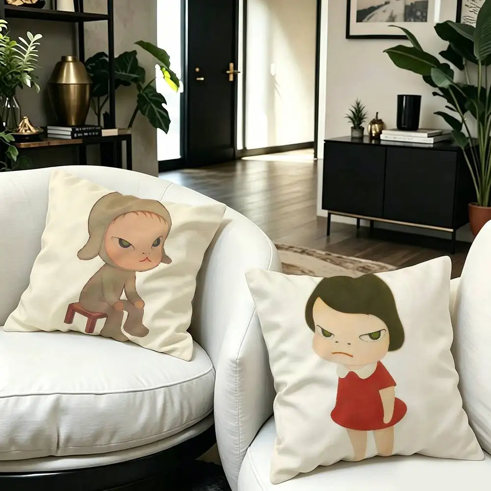Creative Yoshitomo Nara Decorative Room Aesthetics Pillow Case Home Decor Bedroom Sofa Bed Couch Pillow Cover 45x45