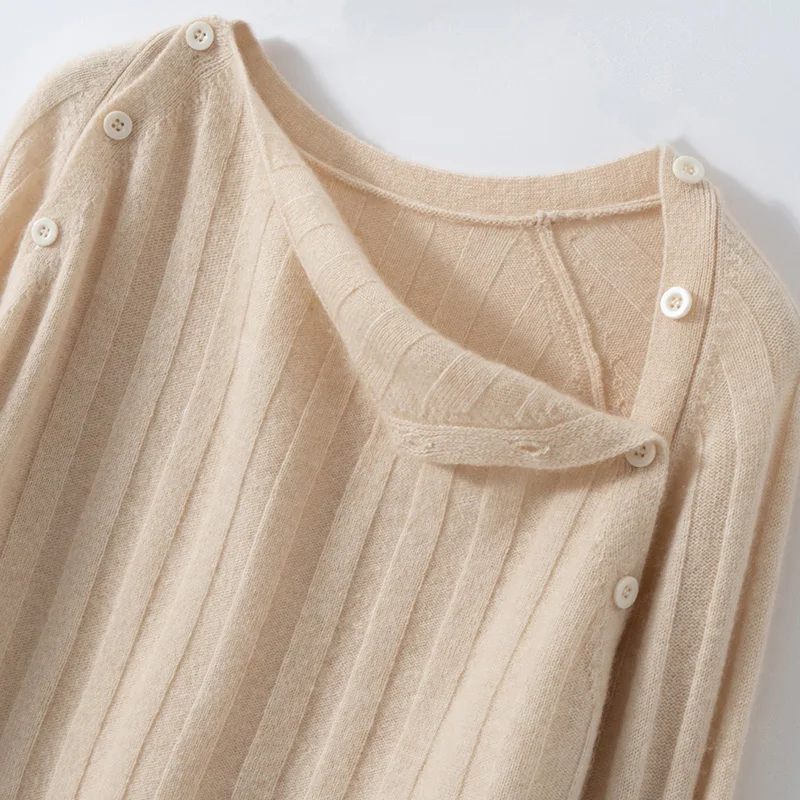 100% kasjmier damestrui herfst/winter nieuwe collectie dames O-hals gebreide capuchon warm en modieus Koreaanse versie top