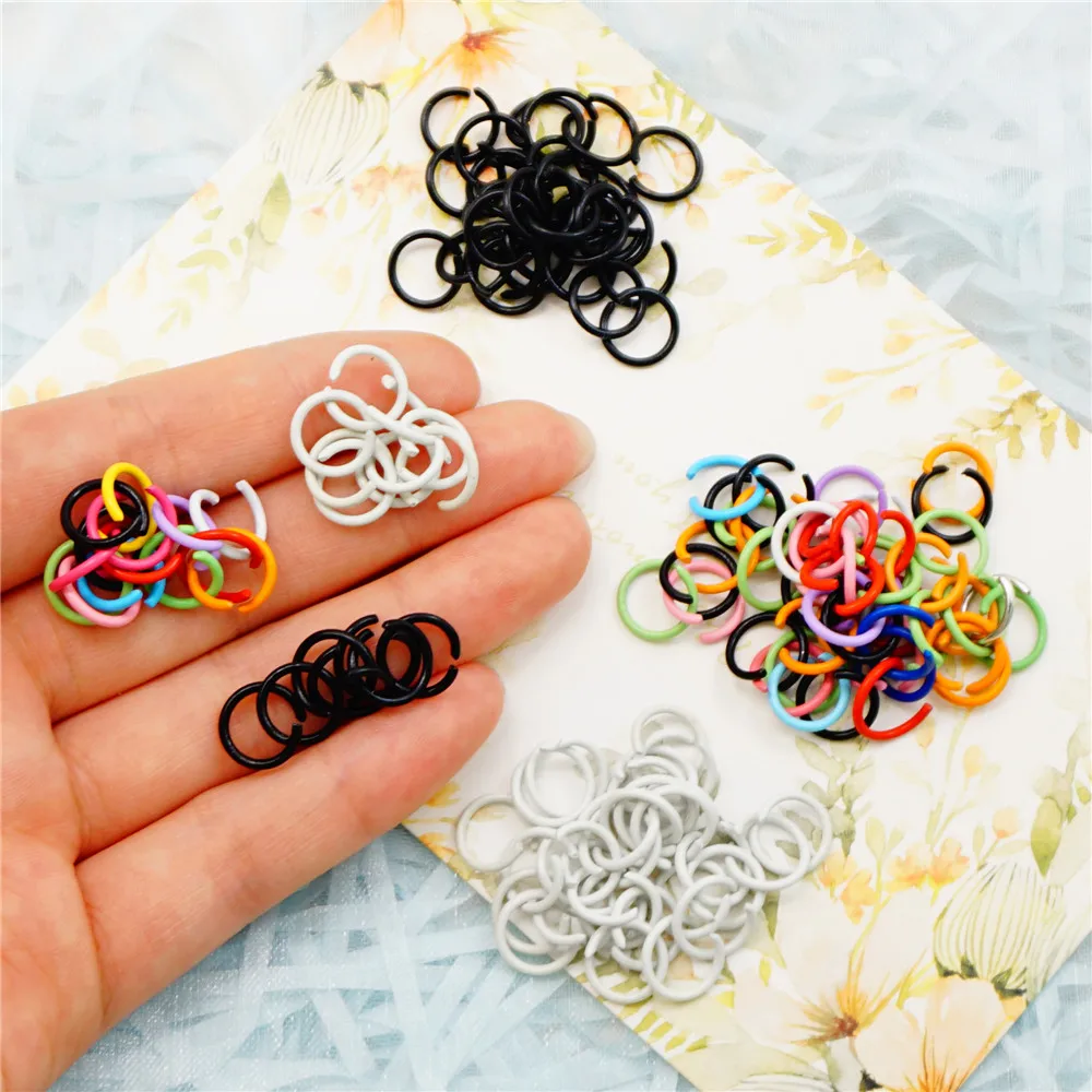 100Pcs Multicolor Painted Iron Open Jump Rings